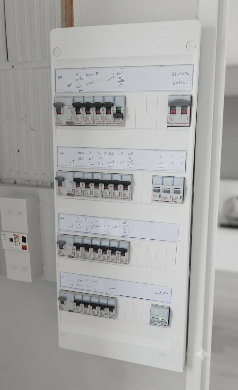 Tableau électrique rénové à Merville par MLTS Électricité